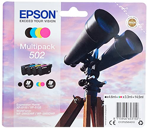 Epson Original 502 Tinte Fernglas Multipack 4-farbig Standard, XP-5100 XP-5105 XP-5150 XP-5155 WF-2860DWF WF-2865DWF WF-2880DWF WF-2885DWF, ReadyPrint Flex-Tintentarife