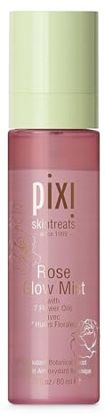 Pixi Beauty Rose Glow Mist | All-Over Mist for Luminous Complexion | Set & Refresh Makeup | Hydrate Skin with 21 Natural Oils (2.7 Fl Oz.)