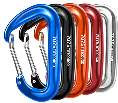 TITECOUGO 12KN Heavy Duty Lightweight Carabiner Clips Aluminum Alloy Nonlocking Carabiner
