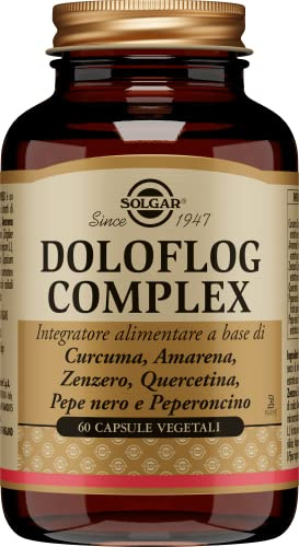 Solgar DOLOFLOG COMPLEX, 60 capsule vegetali – Curcuma, Zenzero, Amarena, Quercetina, BioPerine®