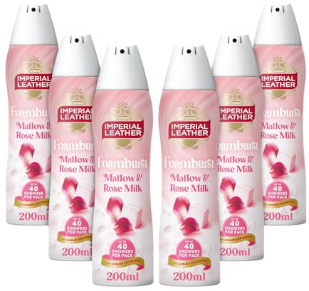 Imperial Leather Foamburst Pampering Shower Gel, Mallow & Cherry Blossom Body Wash, Luxurious Foam Lather, Gentle Skin Care, Bulk Buy, Pack of 6 x 200ml