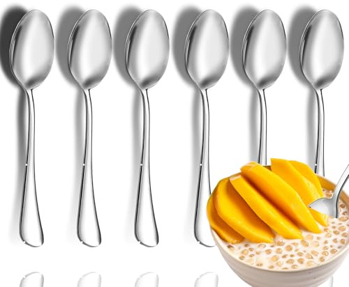 Kaffeskedar, mini espressoskedar, set med 6 högkvalitativa matskedar i rostfritt stål, bestickset, teskedar, dessertskedar, bestick små skedar, 14 cm, spegelfinish och diskmaskinssäker