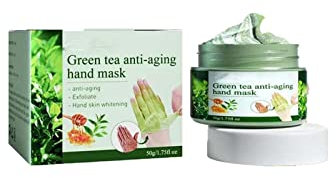 Maschera per le mani antirughe al tè verde, maschera per le mani staccabile, maschera idratante esfoliante nutre la pelle, cura delle mani dei calli per tutti i tipi di pelle, per uomini e donne (1