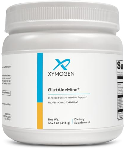 XYMOGEN GlutAloeMine Powder - Supports Gut Health - 3000 mg L Glutamine Powder with DGL Deglycyrrhizinated Licorice, Aloe Vera Extract, Arabinogalactan for GI Health (12.28 oz)