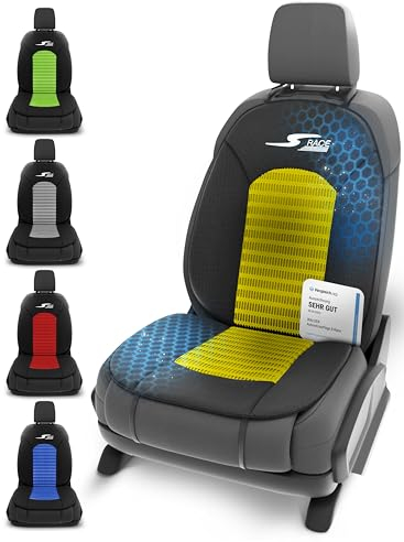 Walser Car Comfort Auto-Sitzauflage S-Race, Auszeichnung Sehr Gut* Autositzauflage, Sitzkissen-PKW, Universal Sitzschoner-Auto, Sitzauflage-Auto Vordersitze, Sitzunterlage-Auto gelb/schwarz