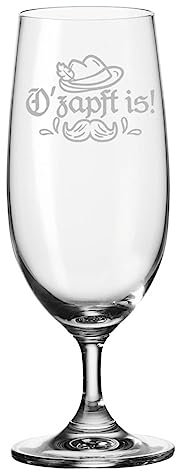 Leonardo - Vaso de cerveza con grabado O'zapft is!, tulipán de cerveza como regalo para hombres, idea de regalo para cumpleaños o Oktoberfest, regalos para papá para el día del padre, 280 ml, diseño