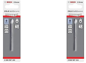 Bosch Professional 1x Fliesenbohrer CYL-9 SoftCeramic (für weiche Keramik Fliesen, Ø 8 x 80 mm, Zubehör Bohrmaschine) (Packung mit 2)