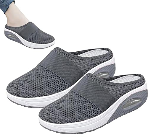 Zapatos para caminar con cojín de aire, sandalias ortopédicas para caminar para diabéticos, zapatos ortopédicos, transpirables con soporte de arco de malla de punto para caminar para mujer