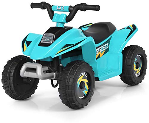 GOPLUS 6V Elektro Kindquad ATV mit Vor- und Rückwärtsschalter, Miniquad Kinderauto, Elektrofahrzeug aus PP + Stahl, Elektro Motorrad für Kinder ab 3 Jahre bis zu 30kg tragbar, 73x40x44,5cm (Blau)