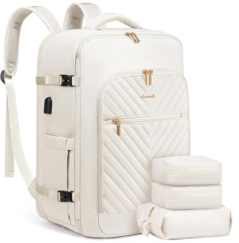 LOVEVOOK Reiserucksack Damen Rucksack Handgepäck Flugzeug 17.3 zoll Laptop Rucksack Wasserdicht 30-40L Reisetasche Groß Travel Backpack Women mit Kosmetiktasche Weekender Bag mit USB für Reise Arbeit