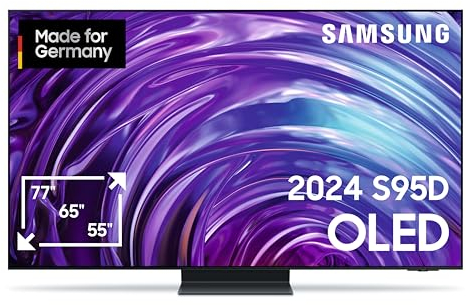 Samsung OLEDGQ65S95D 4K Fernseher 65 Zoll (163 cm), OLED HDR Pro, Dolby Atmos, TV mit Neural Quantum AI Gen2 Prozessor, OLED Glare Free, AI Upscaling, Smart TV, KI, Deutsches Modell