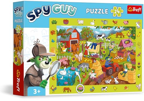 Trefl - Puzzle di osservazione 24 pezzi, Spy Guy: Fattoria, 3+ | Trova tutti gli oggetti nella cornice, sviluppo della concentrazione e della capacità di osservazione, alta qualità