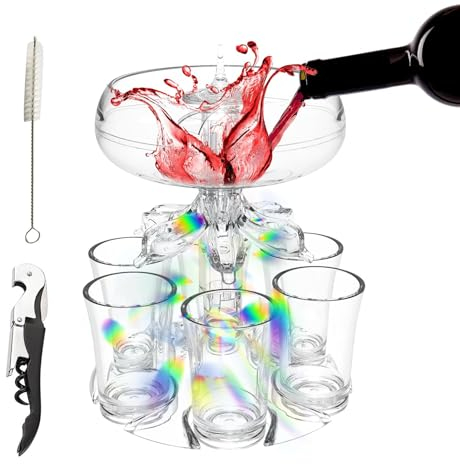 6 skott glasdispenser och hållare | Drink Shot Dispenser | Drycker Tipple Cocktail Öldispenser | Flera skott Dispenser | Touchless Shot Pourer | Vinglasdispenser för hemmabar