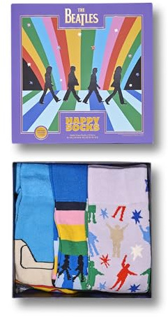 Happy Socks 3er pack The Beatles Socken - Beatles Editon Geschenkbox mit 3 lustige Socken für tolle Fans
