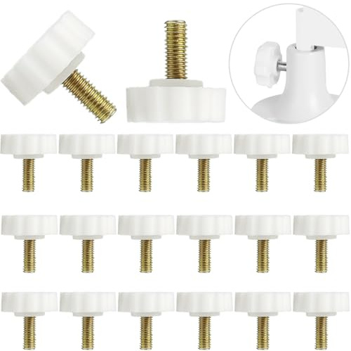 M5 - 20 tornillos blancos de cabeza plana de 12 mm redondos con mango moleteado - Botones de sujeción para el pulgar