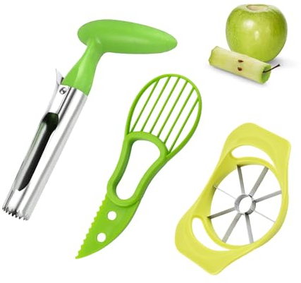 FHBHJNATC Taglia Mela A Spicchi 3 Pezzi, Taglia Mela, Taglia Frutta, Affettatrice per Mele Robusta E Durevole per La Cucina Di Casa, Utensili Da Picnic in Campeggio, Impugnatura Ergonomica