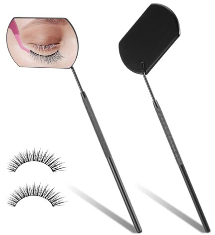 Lusofie 2Pcs Square Lash Mirror Eyelash Extensions Applicator Potable Large Lash Mirror for Eyelash Extensions Detachable Stainless Steel Eyelash Makeup Mirrors 45°Angle Design Hand Mirrors, Black
