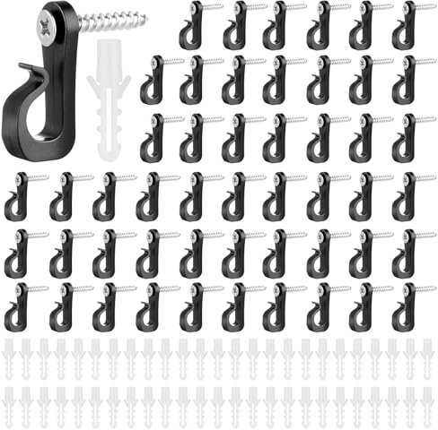 VEGCOO 50 Pcs Screw in Hooks, Q-Hanger Screw in Hooks Home Christmas Lights Hanger Hook Festoon Light Hook for Indoor Outdoor Birthday Christmas New Year Party Hanging Decor Lights