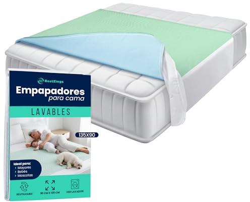 BESTZINGS Alèse Lit Adulte Bébé Protection Matelas Imperméable Lavable Pipi Stop Tapis à Langer Jetable Alèse avec ailettes Protection Lit Absorbante 140x90 Pack 1
