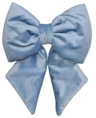 Fiocco di Natale in velluto imbottito, decorazione natalizia per albero e ghirlanda dietro porta, dimensione 28x35 cm (Azzurro Polvere)