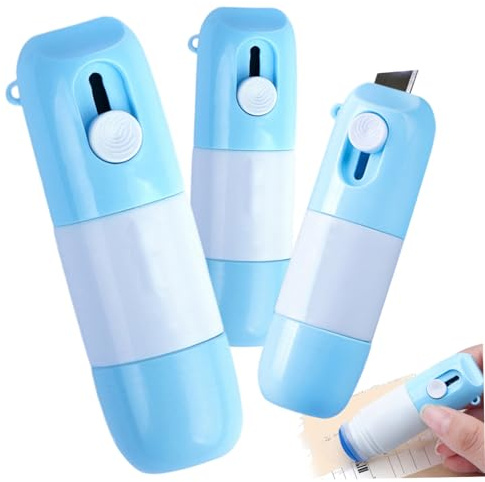 Líquido corrector de papel térmico de 3 piezas con abridor de paquetes Líquido blanqueador Protección de privacidad instantánea corrector portátil con cortador para etiquetas de paquetes, bil