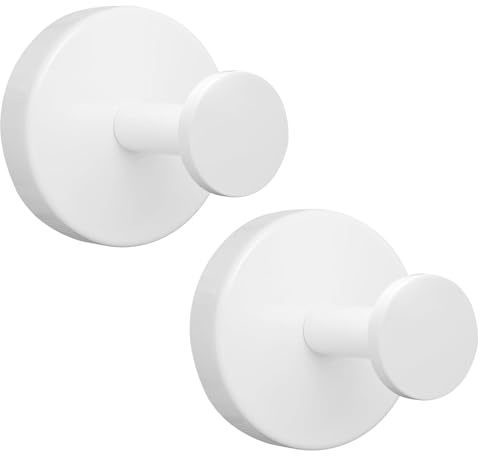 FuYelng 2 Pezzi Ganci a Ventosa Super Resistenti, Gancio Ventosa Acciaio Inox Riutilizzabile Appendi Accappatoio Bagno Porta Asciugamani, per Cucina Servizi Igienici Cucina Ufficio (Bianco)