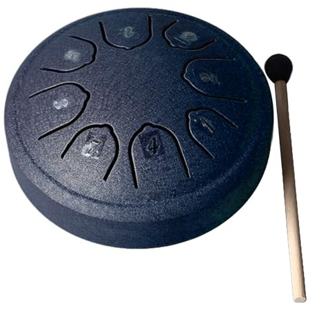 POENVFPO Tongue Drum Mini 8 Tone Carbon Steel Handtrumma för Vuxna och Barn, Lätt Att Bära för Resor och Utomhusaktiviteter, Perfekt för Musikälskare och Nybörjare, (Marinblå)