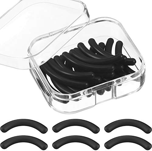 Eyelash Curler Refill Eyelash Curlers Replacement Rubber Curlers Refill for Universal Eyelash Curler with Transparent Storage Box (24 Pieces, Black)