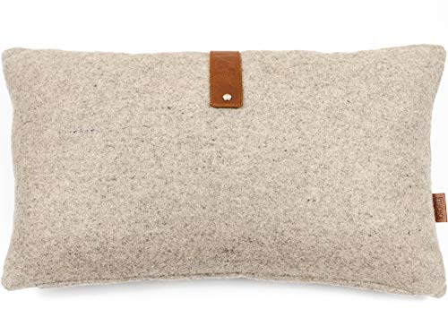 Miqio® Kissenbezug Narvik | Kissenhülle 30x50 cm für Sofakissen und Dekokissen | Aus Wolle und Leder | Deko für Wohnzimmer, Schlafzimmer, Ostern | Couchkissenbezug