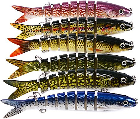 CHSEEO 1PC Señuelos de Pesca Multi-articulado Cebo Duro Swimbait Cebo de Pesca Crankbait Gancho Agudos Cebos Artificial 8 Segmento 13.2 cm/ 19.5g (Colores aleatorios)#3