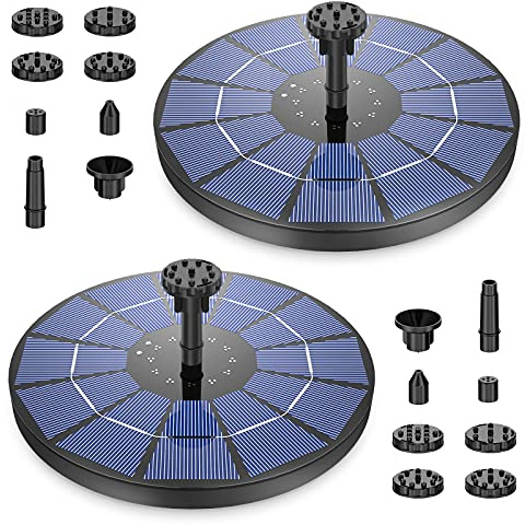 AISITIN 3,5W Fontana Solare da Giardino Esterno con 1500mAh Batteria Fontana Solare per Laghetto con 6 Ugelli Pompa Acqua Energia Solare per Bagno per Uccelli,Stagno,Decorazione del Giardino(2 pezzi)