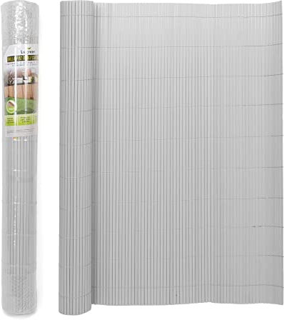 THE SECRET HOME – Cañizo PVC de Doble Cara - Densidad 1000 g/m2 - Largo. 3 m x Alto. 1 m – Color Gris - Valla de Ocultación Resistente - Protección Visual Privacidad para Jardín, Balcón o Terraza