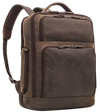 STILORD 'Jayden' Business-Rucksack Herren Leder Groß Vintage mit Laptopfach 15 16 17 Zoll DIN A4 - ideal als Arbeitsrucksack Laptoprucksack Echtleder, Farbe:colorado - braun