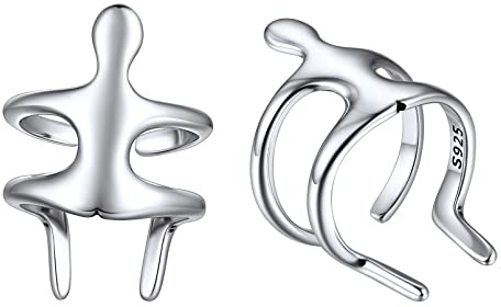 ChicSilver 925 Sterling Silver Climbing Man Ear Cuff Wrap Earrings