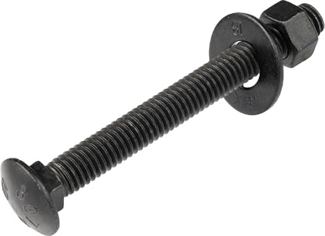3/8 x 4 (25 Pack) Black Carriage Bolt Kit, Grade 307A, Ceramic Coated for Exterior Use, 2X Rust Resistance of Galvanized by Makers Bolt