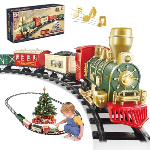 XINGYING Electric Train Set for Kids Ages 4-8, Complete Toy Train with Lights & Sounds, Train Toys with Cars & Tracks for Christmas and All-Year Play