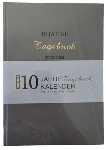 2025 ADINA 10 Jahre-Tagebuch-Kalender 1 Seite = 10x 1 Tag pro Jahr, A4
