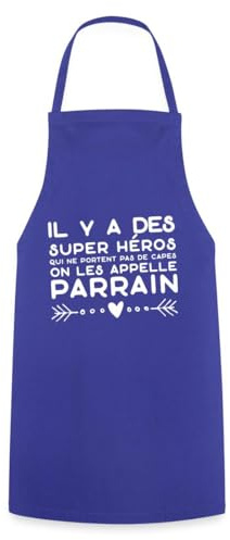 Spreadshirt Super Héros Sans Cape Parrain - Humour Pour Super-Héros Tablier Cuisine, taille unique, bleu royal