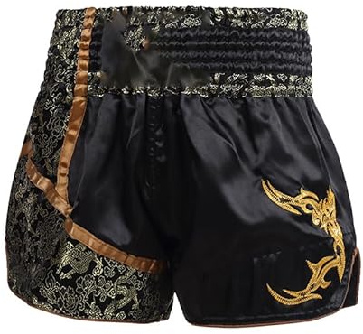 Volere è Potere Boxningsshorts vandringsshorts kickboxningsshorts muay thailändska shorts gym boxning för män och kvinnor lyxiga MMA-shorts, svart guld, S