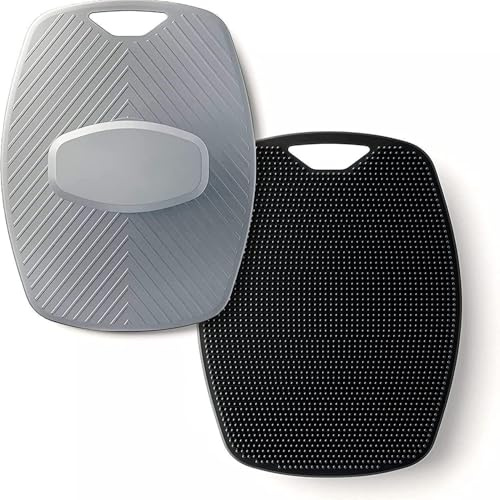 RQzaufania Lot de 2 Brosses Exfoliantes en Silicone Pour le Corps, Exfoliantes et Massantes Douces Pour Tous Types de Peau, Brosse de Bain de Douche à Main Pour le Corps (Noir et Gris)