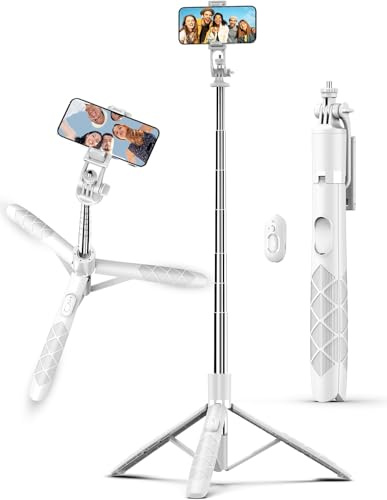Treppiede Smartphone, 180CM Estensibile Treppiede Fotocamera & Bastone Selfie con Telecomando, Selfie Stick Treppiede per Telefono, Compatibile con iPhone15 14 13 12 11/Samsung/Camera/Ring Light