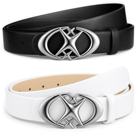 MOAZIFI Streetwear,Y2k Stil Mit Ovaler D-Schnalle,Vintage Gothic Punk D Und Star Schnallengürtel Für Männer Und Frauen Stilvoller Bund Für Jeans Und Hosen,Ideal Für Büro Und Freizeit