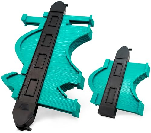 Pro Green Contour Gauge Set - Wide 10(Dual Lock) + 5(Single Lock) Extra Wide Profile Duplicator with 7.2cm Deep Teeth for Perfect Flooring Fit and Plumbing Pipes