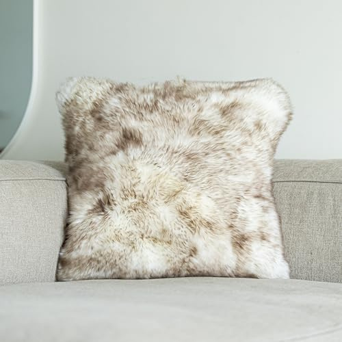 Nordic Sheep Funda de cojín de pelo largo de piel de cordero, 50 x 50 cm, pelo suave para sillas, sofá y cama, acogedor cojín de asiento y piel de cordero en colores naturales y de moda, color: encaje
