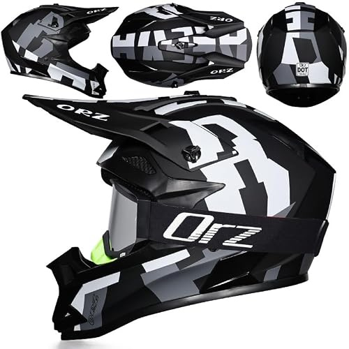 Casco Motocross Hombre Mujer – Casco Off-Road ATV con Gafas, Cascos Moto Integral Dot, con Forro Removible y Lavable, para Carreras MX, Motonieve y Dirt Bike