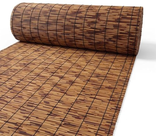 Cerramiento Exterior de Caña Natural para Jardín, Rollo de Cañizo para Ocultación. Paneles de Bambú Resistentes a la Intemperie para Sombra en Terraza y Balcón(Carbonizado,100x250cm)