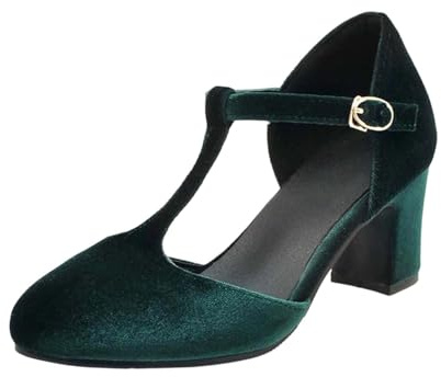 Women's Block Heel Pumps Platform Strappy Pumps T-Strap Mary Jane Pumps Velvet Business Wedding Shoes Party Evening Shoes Elegant Ballet Flats Bridal Shoes Everyday Leisure Office Shoes Date Outfit