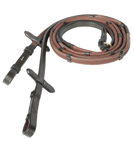 HORZE Rênes Caoutchouc Fine Prise avec arrêtoirs, Marron, P