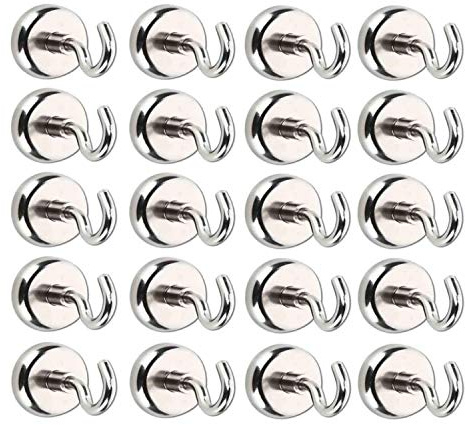 Magnet Haken,Magnete mit Haken, Magnethaken,Super Starker Neodym Magnetischer Haken Einsatzbereich Küche Badezimmer Schlafzimmer Garage Schließfächer Büro Kühlschrankmagnet Schlüsselhalter (20 Stück)