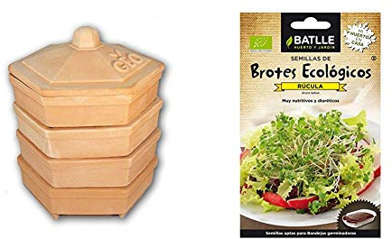 Geo - Germinador en Barro, Muy espaciosa para Tener Muchos brotes Distintos + Semillas Ecológicas Brotes - Brotes ecológicos de Rucula - Batlle